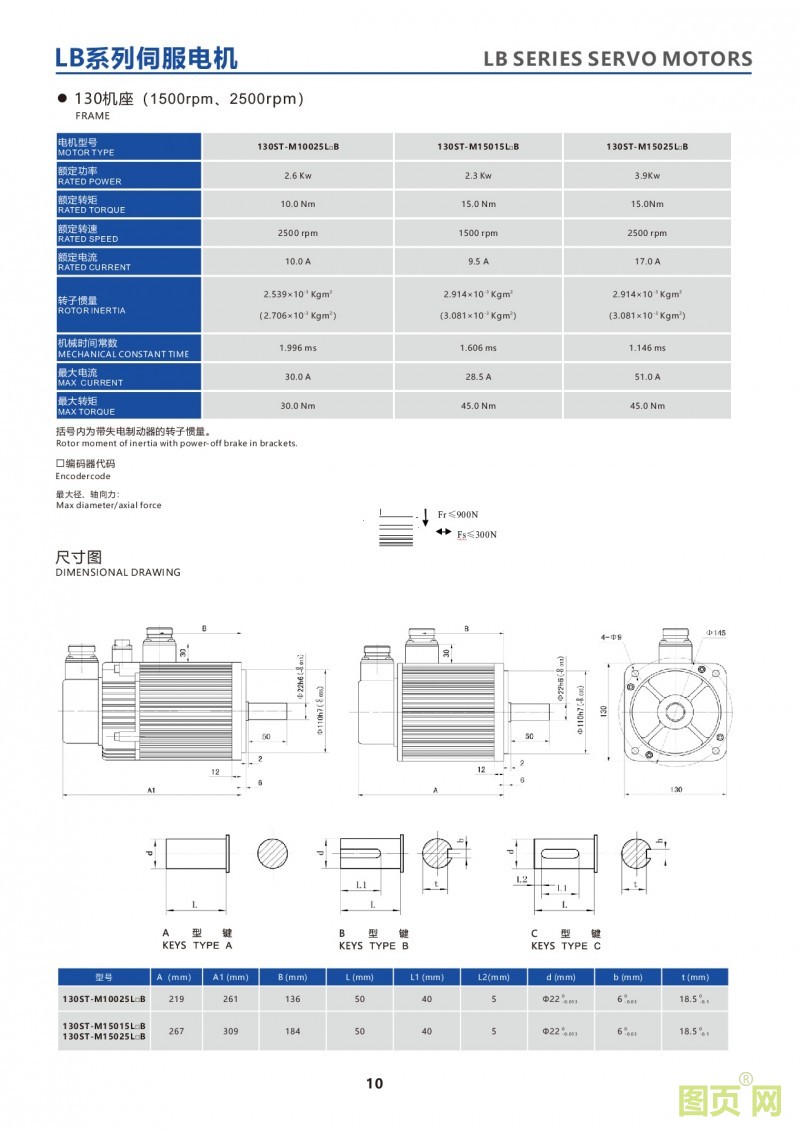 8-LB series 130STservo motor 130ST增量式伺服電機參數及尺寸